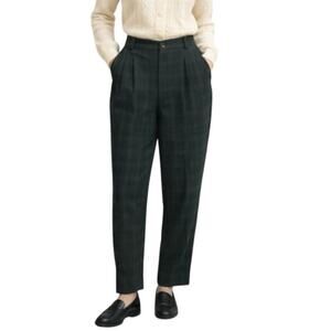 Vintage Bridgetown Collection Pants 14P Blue Plaid Pleats Wool Blend Academia